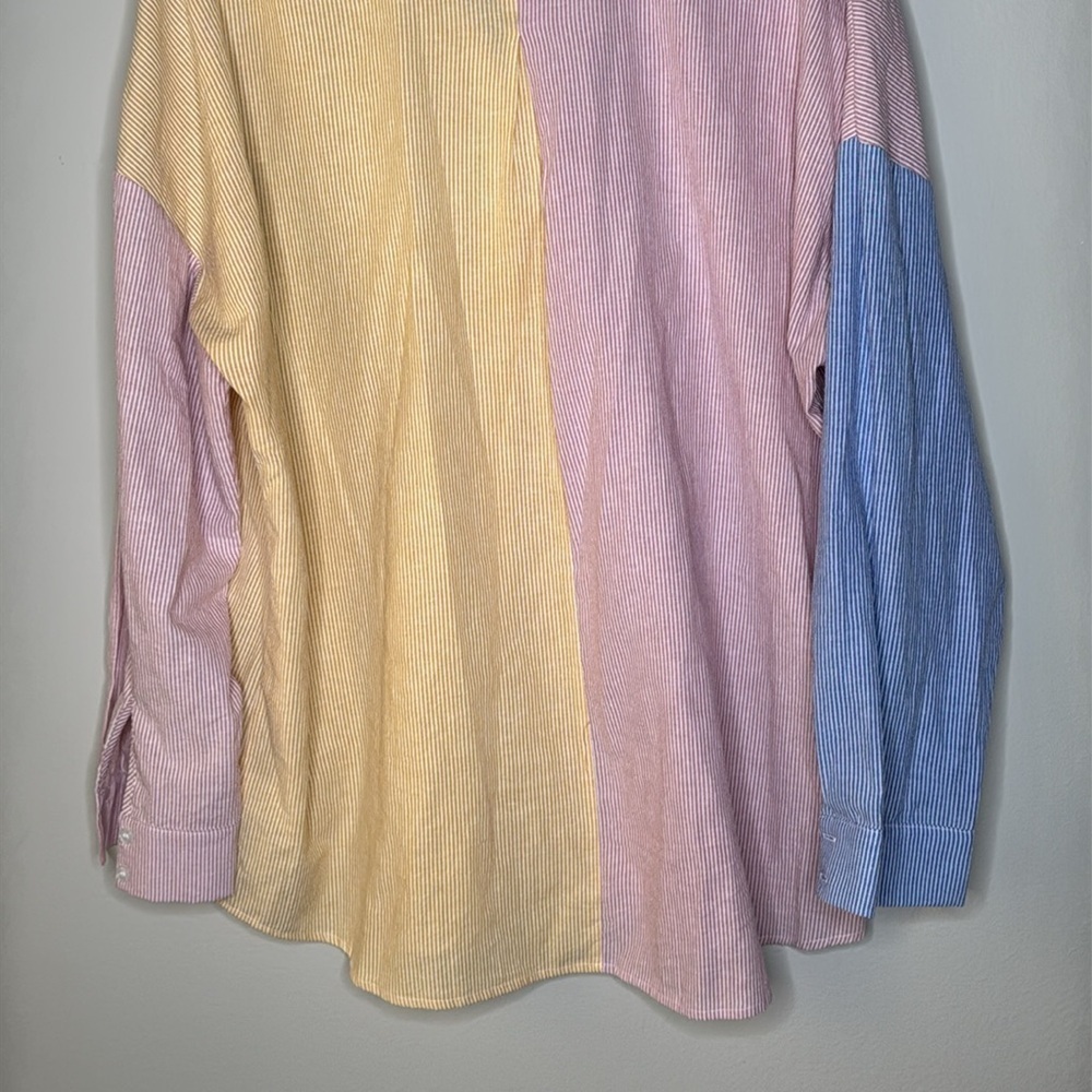 VICI Colorblock Striped Button Down Long Sleeve Shirt Women's Size XL - Picture 8 of 9